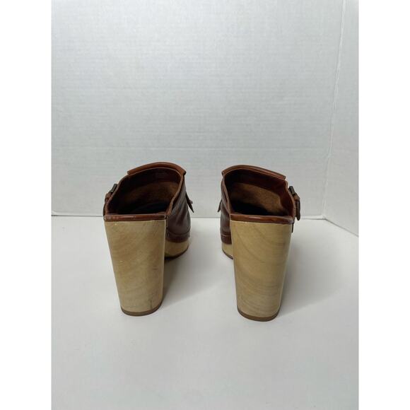 Madewell Kiltie Mules Brown Fringe Leather Clog Heels Womens Size 9.5 - Picture 5 of 11
